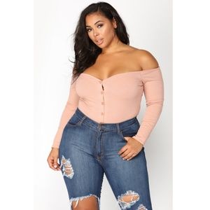 Fool In Love Off Shoulder Bodysuit - Mauve